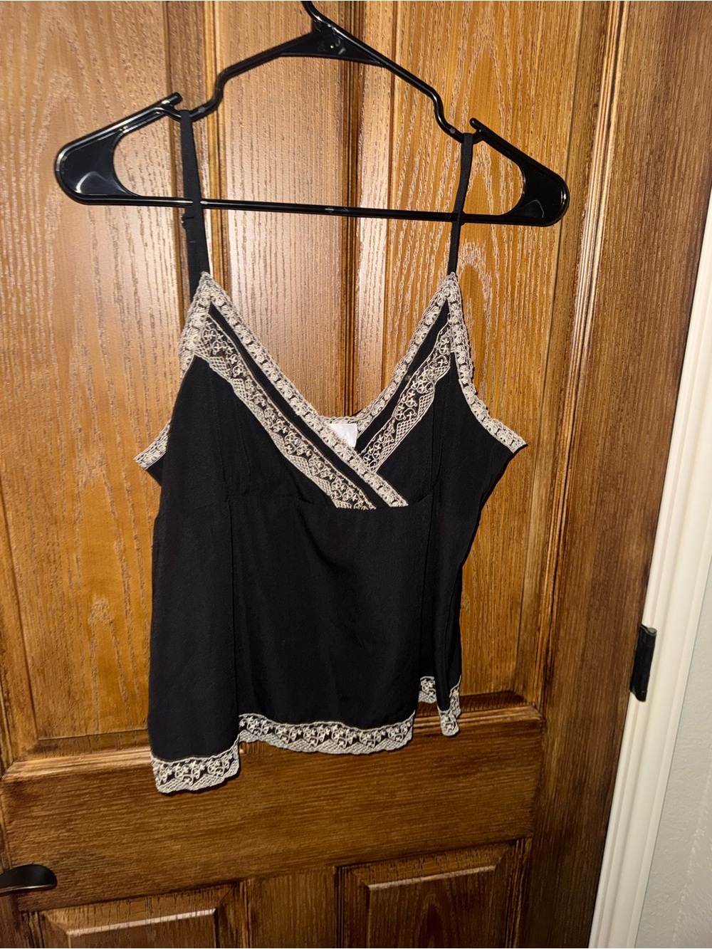 Nine West Black Camisole with Cream Lace Trim